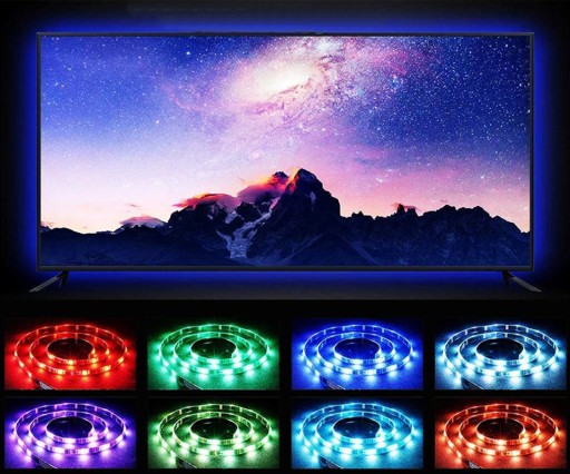 FAREBNÝ LED TV USB RGB PÁSOK LED PODSVIETENIE 5V + DIAĽKOVÉ OVLÁDANIE LED 2M