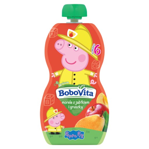 BoboVita Peppa Pig Marhuľová pena s jablkom a hruškou po 6 mesiacoch 100 g