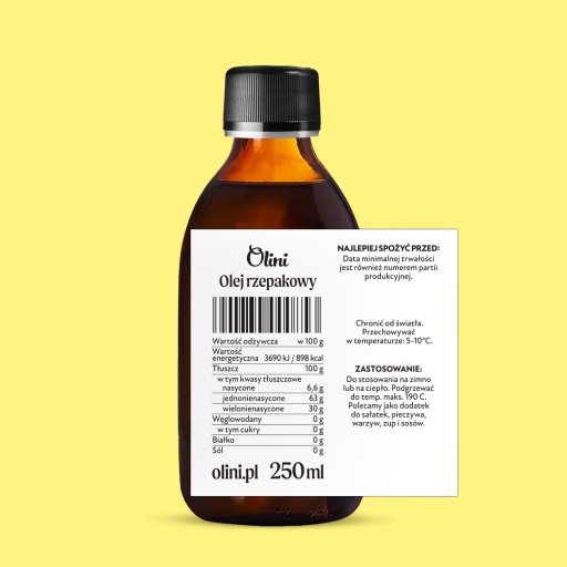 Za studena lisovaný repkový olej, nerafinovaný Olini 100 ml