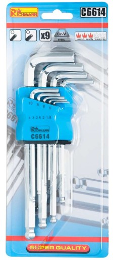 Imbusové kľúče 9 KS S GUĽOU 1,5-10 mm oceľ (Cr-V) RICHMANN C6614
