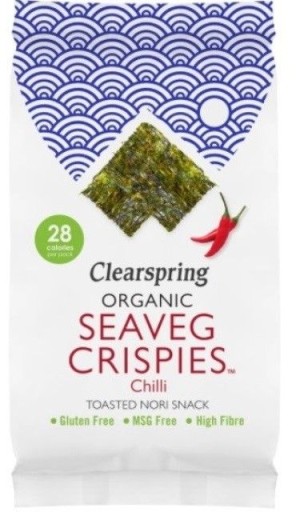 Chipsy z morských rias s príchuťou chilli Seaveg, BEZ SKLA. BIO 4 g