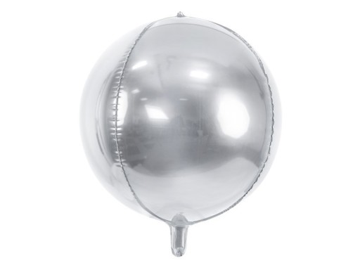 Guľový fóliový balón, 40 cm, strieborný