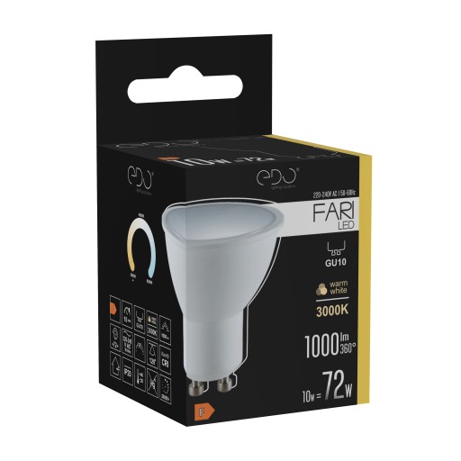 LED žiarovka GU10 10W 3000K teplá 120' 1000lm EDO