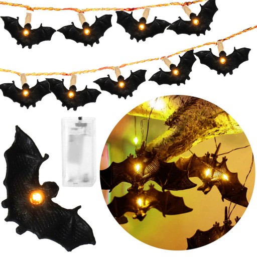 LIGHT GARLAND HALLOWEEN LIGHTS BATS 10 LED DEKORÁCIA NA BATÉRIU
