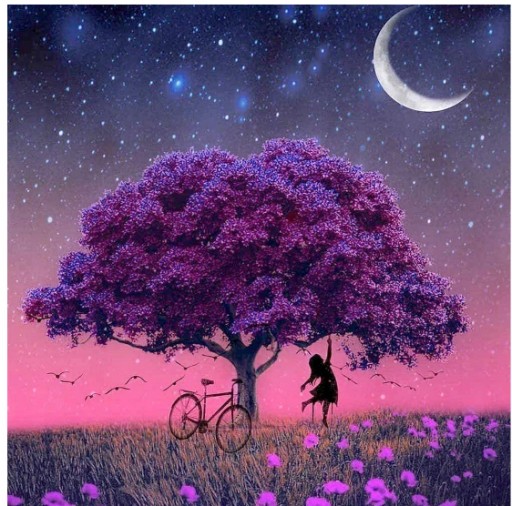 Diamantová mozaika Violet Tree 1005273