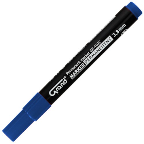 Modrý permanentný popisovač GRAND GR-103C, brúsený