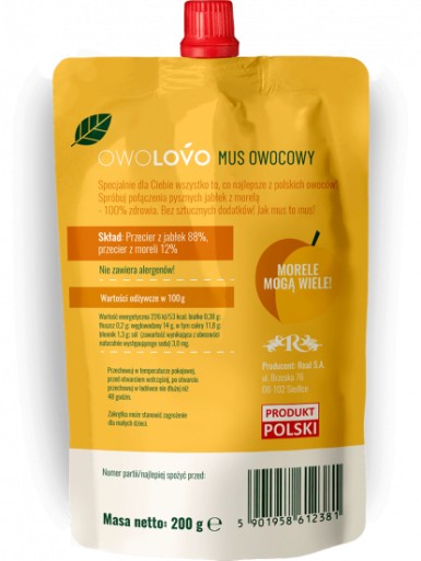 OWOLOVO MARHUĽOVÁ MUSSE JABLKO - MARHUĽOVÁ 200G