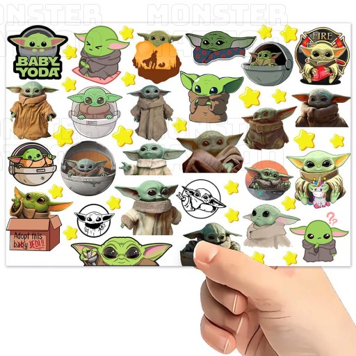 UMÝVAJÚCE DOČASNÉ TETOVANIE PRE DETI BABY YODA GROGU ORIGINÁLNE DIZAJNY
