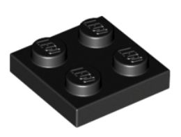 LEGO PLATE 2X2 ČIERNY Č. 3022 - 4 KS