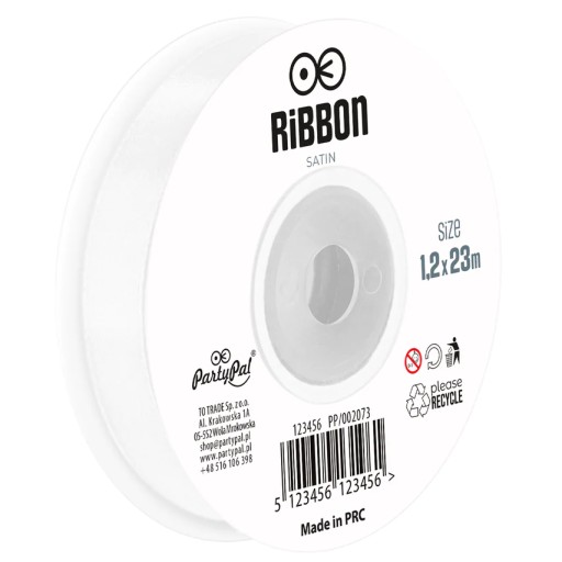Biela saténová stuha 1,2x23m