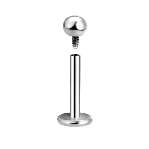 Strieborné náušnice LABRET s guličkou GW. Chirurgická oceľ 316L Veľkosť 1,2/8/3