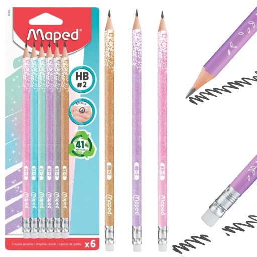 Tradičná ceruzka Maped HB, 6 kusov, trblietky