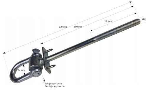 Hojdací hák s okovom a čapom M12X270