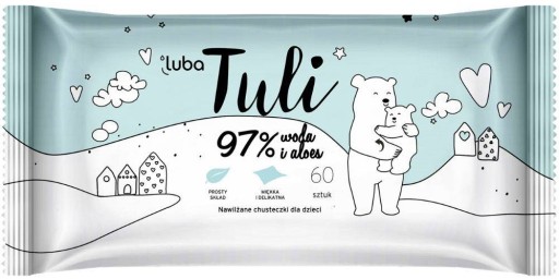 LUBA Tuli vlhčené obrúsky pre deti Voda a Aloe - 60 listov