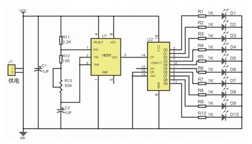 NE555 LED modul plávajúceho svetla na spájkovanie učebnej sady