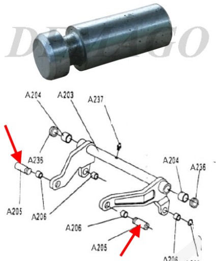 Čap páka-třmen 16x46 mm pre AC25, HPT-A
