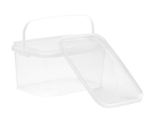 VEDRO, TRANSPARENTNÉ, obdĺžnikové vedierko, 5L, POTRAVINOVÝ CERTIFIKÁT, veko