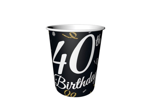 B&C 40 Narodeninové papierové poháre, 250 ml/ 6 ks.