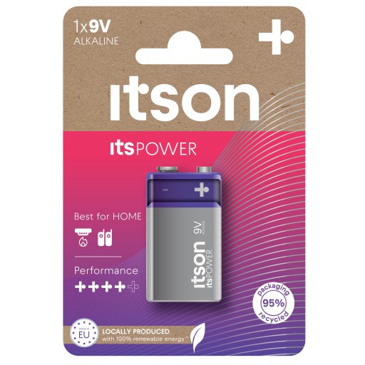 ITSON POWER 9V ALKALICKÁ BATÉRIA 1x VEĽMI ÚČINNÉ HRAČKY/NÁRADIE