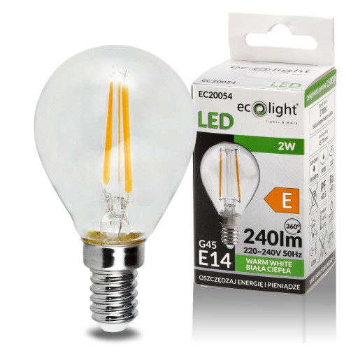 LED žiarovka E14 2W teplá farba 220-240V AC dekoratívna