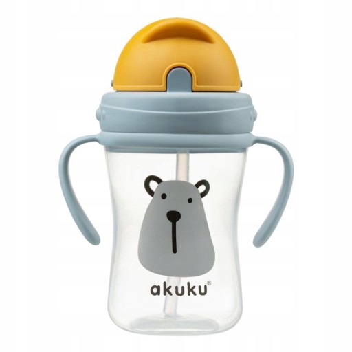 AKUKU HRNČEK, FĽAŠA S RUBIČKOU, SLAMKA, RÚČKY, 300ml, 9m+