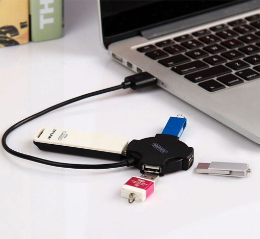 Unitek Y-2178 čierny USB hub pre 4x USB 2.0, malý, Plug&Play