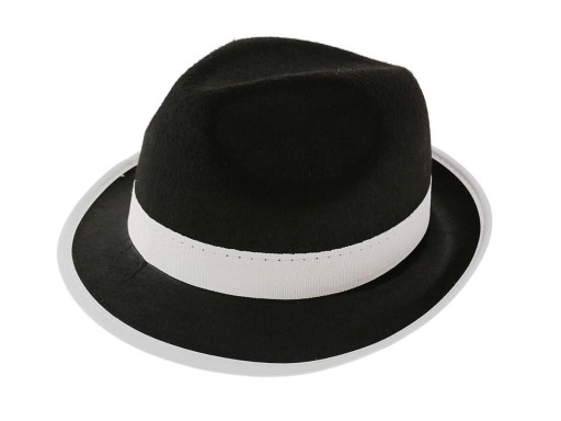 ČIERNY RETRO PLSTENÝ GANGSTER KLOBÚK S RÁMKOM