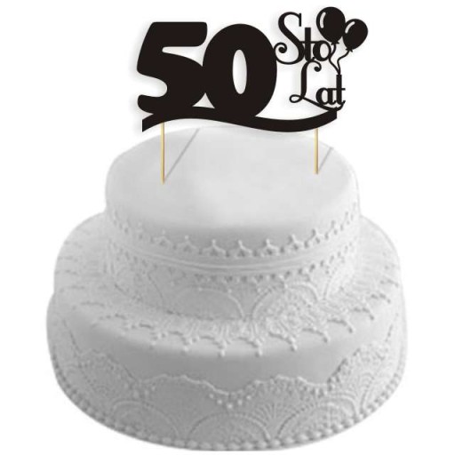 Ozdoba na tortu 50th BIRTHDAY tort topper ČIERNA