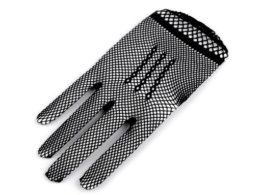 čierne gotické sieťované rukavice 22 cm