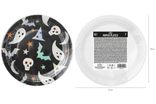 Papierové taniere Halloween Ghost - 18 cm, 6 ks.