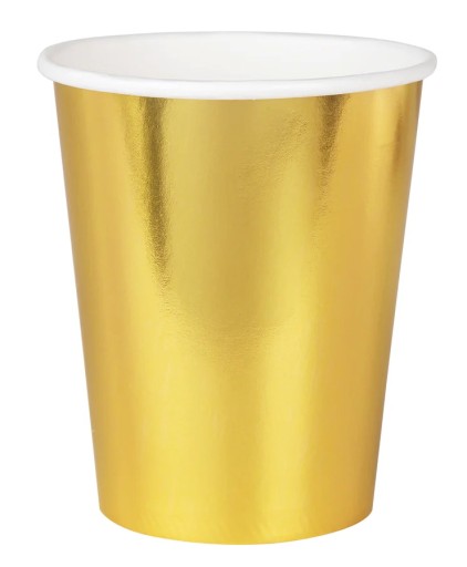 Papierové poháre Zlaté poháre 220ml 6 kusov na narodeninovú silvestrovskú párty