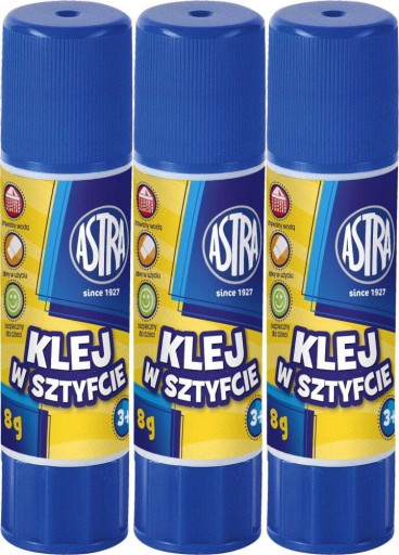 VEĽMI SILNÉ ŠKOLSKÉ LEPIDLO 8g ASTRA nekrčí papier x 3