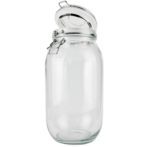 Sklenená dóza COMFORT 2000 ml s klipom na uloženie nádoby na potraviny