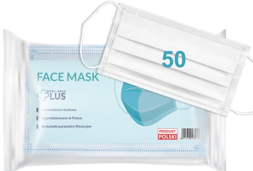 POĽSKÉ ochranné, hygienické, 3-VRSTVOVÉ MASKY. 50