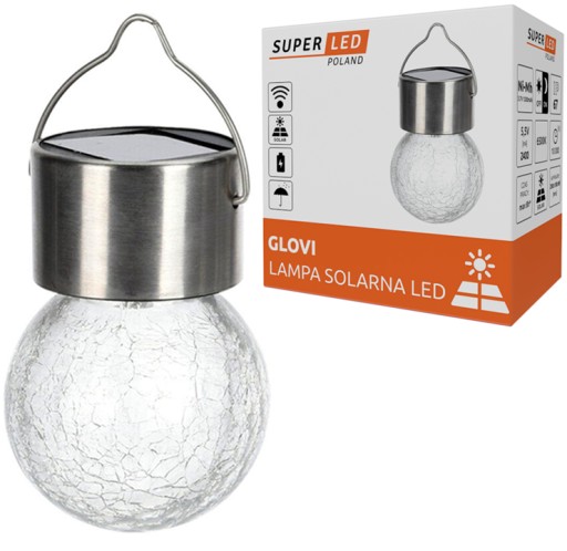 LED solárne guľové závesné sklenené záhradné svietidlo