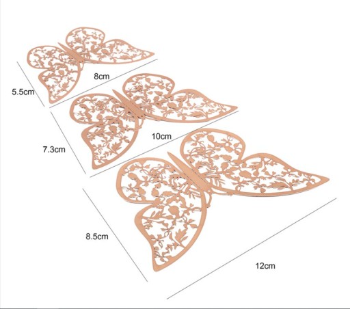 Detské nálepky na stenu 3D Butterfly Gold Openwork