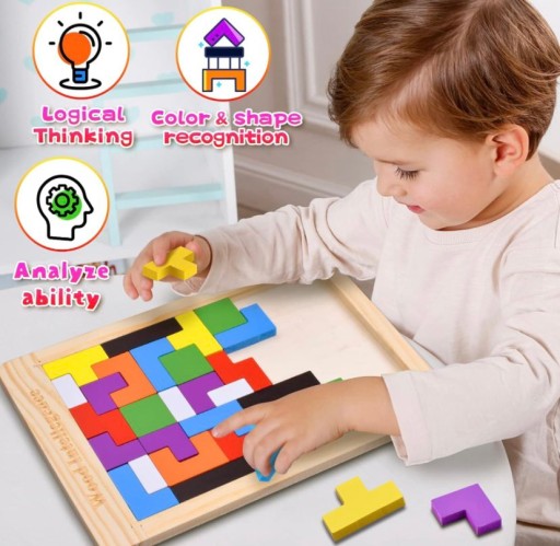 TETRIS PUZZLE DREVENÉ BLOKY MONTESSORI BLOCKS 3D LOGICKÁ HRA