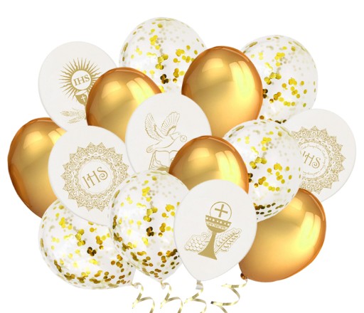 COMMUNION Balóny Communion Gold Confetti Mix 15 ks.