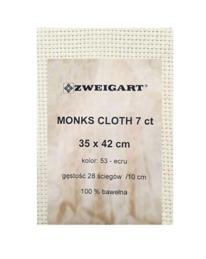 Monks Látkové plátno na dierovaciu ihlu Zweigart 7ct 35x42cm ecru 28/10