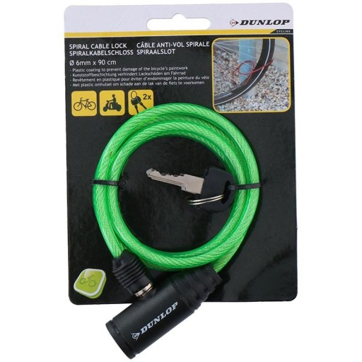 Špirálový zámok na bicykel Dunlop E8711252082585_GREEN