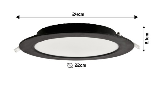 LED stropné svietidlo, zápustné, zápustné, 18W, 1980lm, 4000K, čierne