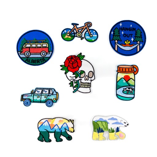 SET 8 horských nažehľovačiek pre Travellera