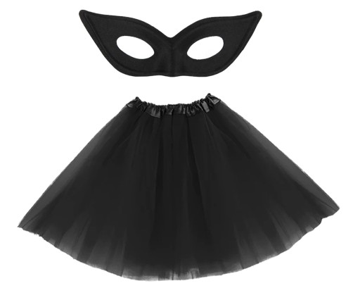 Tylová tutu sukňa pre dievčatá, 40 cm, čierny prevlekový outfit