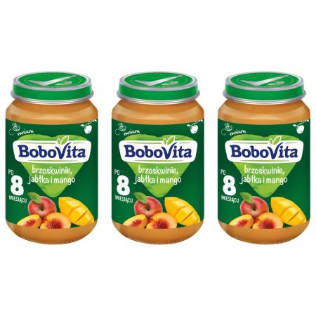 Broskyne jablká a mango 3x125g BoboVita