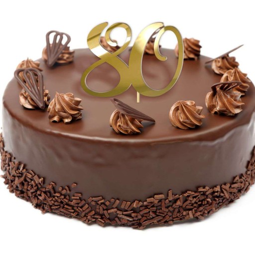 torta TOPPER dekorácia ČÍSLO 80 zlatá ZRKADLO