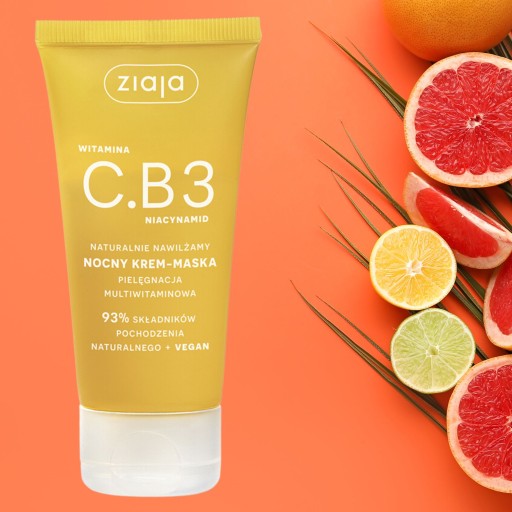 Ziaja Vitamín C.B3 Niacínamidová nočná krémová maska na tvár 50 ml
