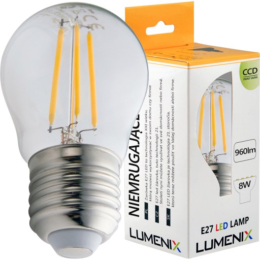 E27 LED žiarovka 960lm 8W TEPELNÉ VLÁKNO
