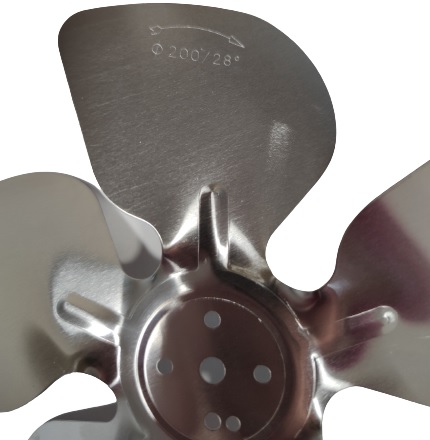 Lopatka ventilátora, kov 200mm 34°, 10W motor