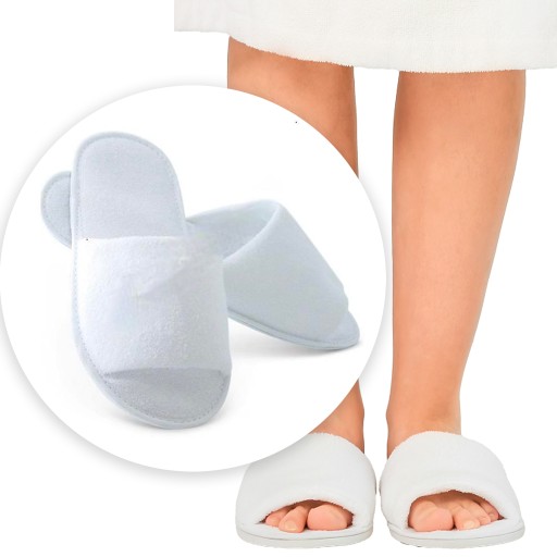 Hotelové papuče SPA FROTTE, JEDNORAZOVÉ, OTVORENÉ, 29 cm, BIELE - 1 PÁR