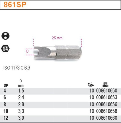 KĽÚČ KĽÚČ 8SP BIT KONCOVÝ 1/4 25mm BETA